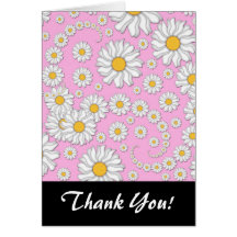 White Daisies on Pale Pink Background Greeting Cards
