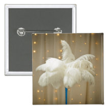 White decor feathers pinback button