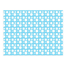 white dots, light blue post cards