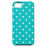 White dots, Teal Polka Dot Pattern.