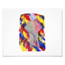 White Figure in front of red yellow blue smears Photo Art