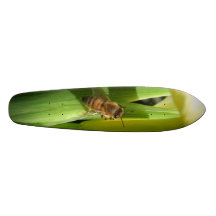 White Flower Bee Skateboard
