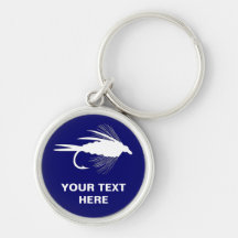 White Fly Fishing lure Key Chain