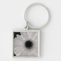 White Gerbera Flower Key Chains