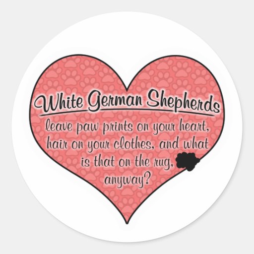 White German Shepherd Paw Prints Dog Humour Round Sticker