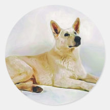 White German Shepherd Round Sticker