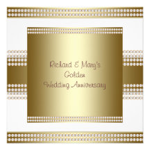 White Gold Elegant 50th Wedding Anniversary Personalized Announcements