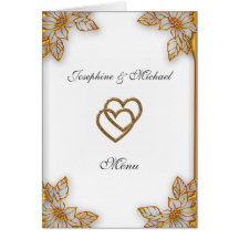 White Gold  Wedding Menu Card