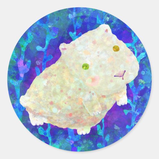 white guinea pig round sticker