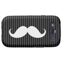 White handlebar moustache on grey black stripes