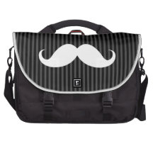 White handlebar moustache on grey black stripes