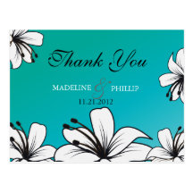 White Hibiscus - wedding thank you postcards