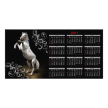 White Horse Prancing Calendar Photo Card Template