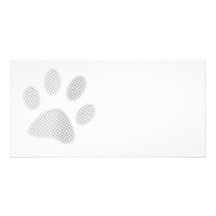 White/Light Grey Halftone Paw Print Photo Card