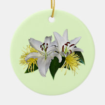 White Lilies Yellow Mums Ornaments
