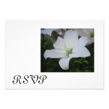 White Lily RSVP Cards Personalised Announcement