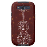 White Line Violin Drawing on Deep Red Background Galaxy S3 Covers