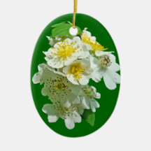 White Multiflora Roses Wildflower Christmas Ornament