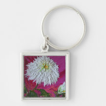 White Mum Key Chain