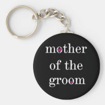 White on Black Mother of the Groom Keychain