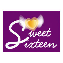 White On Purple Sweet Sixteen Invitation-Customise