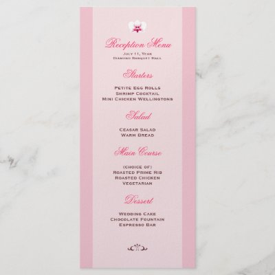 White Orchid Wedding Reception Menu Rack Card Template by InspiredWeddings