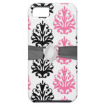 white pink and black chic damask iPhone 5 case