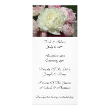White Pink Peonies / Peony Wedding Program Rack Card
