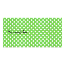White polka dots on light green background customized photo card