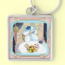 White Poodle Cupcake Tea Party keychains