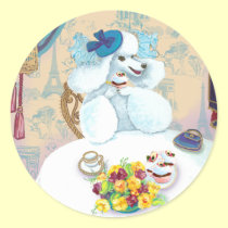 White Poodle Cupcake Tea Party stickers