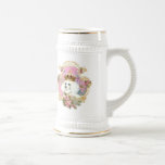 White Poodle Princess Pink Roses Stein Mug