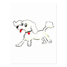 White poodle puppy post card