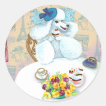 White Poodle Tea Party with Cupcakes Stickers