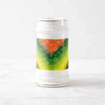 White pumpkin pattern on orange black yellow green mugs
