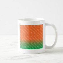 White pumpkin pattern on orange green fade coffee mugs