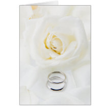 WHITE ROSE AND SILVER WEDDING BANDS CARDS