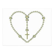 White rose Rosary Post Card