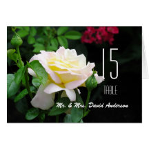 White Rose Wedding Table Card