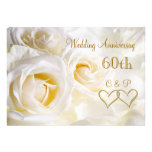 White roses 60th Wedding Anniversary Invitation