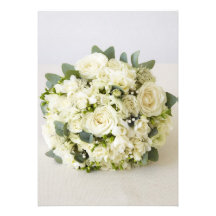White Roses Bouquet Custom Invite