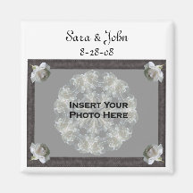 White Roses Elegant Wedding Favour Photo Magnet