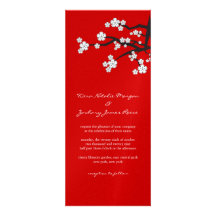 White Sakuras Cherry Blossom Wedding Invitation