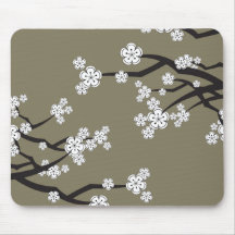 White Sakuras Flowers Oriental Chic Gift Mousepad