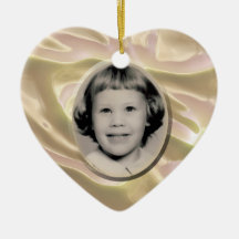 White Satin Heart Memorial Ornament