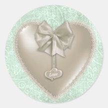 White Satin Heart with Love Stickers
