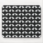 White Scottie Dog Twin Silhouettes Tile Pattern mousepads