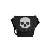 White skull on black messenger bag