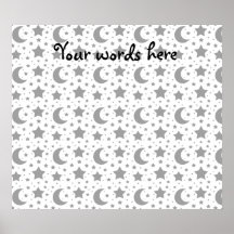 white stars and moon patterns poster