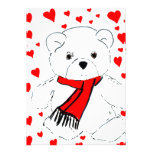 White Teddy Bear and Hearts Invites